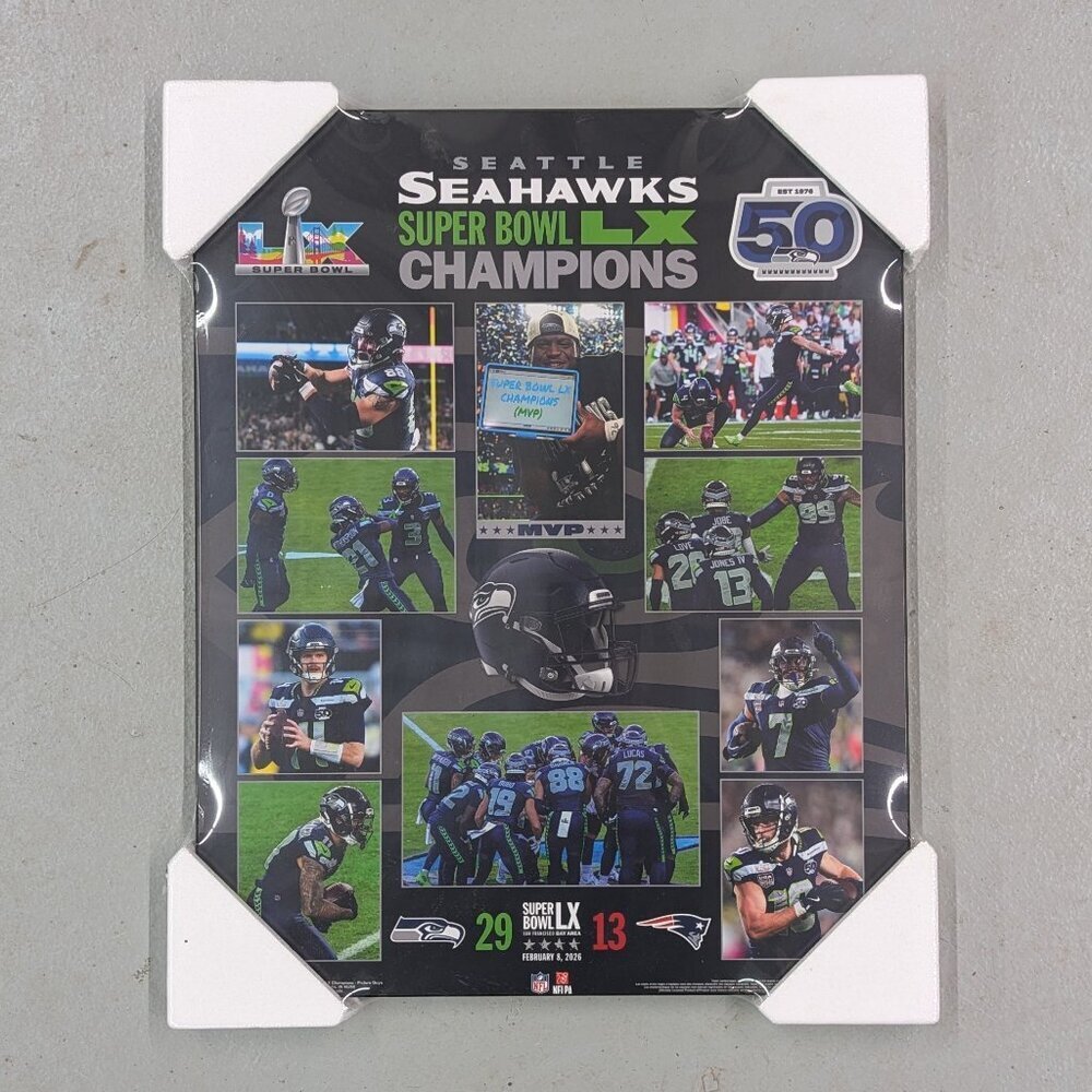 Seattle Seahawks Super Bowl LX Championship Plaque (16x20") *NEW*